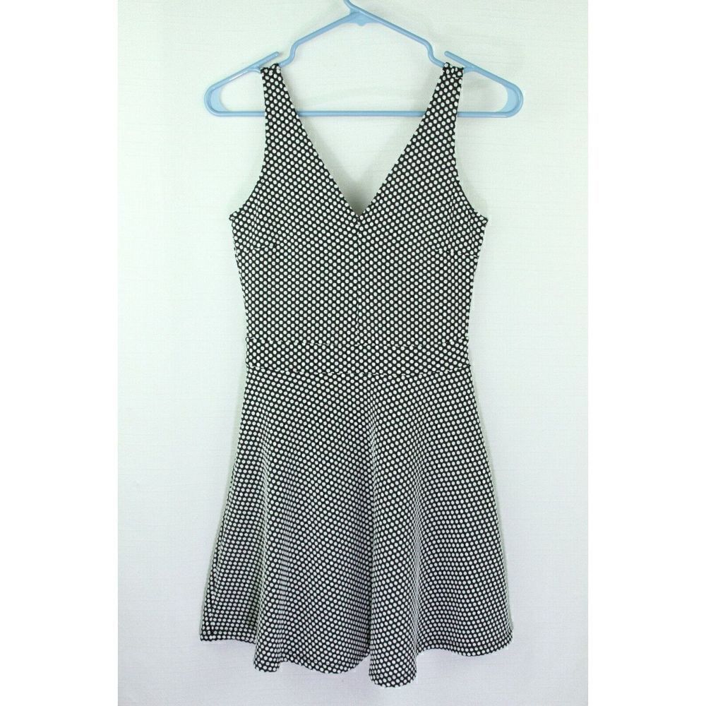 Forever 21 Dress Small Juniors Polka-Dot V Neck Exposed Zipper Sleeveless